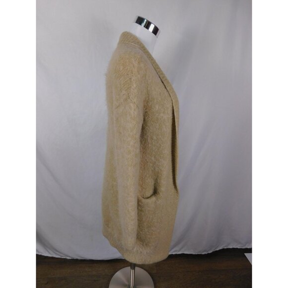 Woven Heart Small Beige Fuzzy Cardigan Open Front Cottagecore - Picture 7 of 11